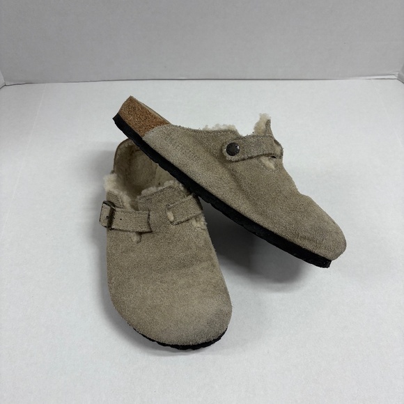 Birkenstock Boston Shearling Suede Leather - Taupe - Size 40. - Picture 1 of 13